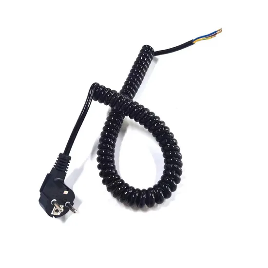 3X1.5mm2 Curly Cords EU Power Coiled Cables Curly Flex Cables with EU European Plug 